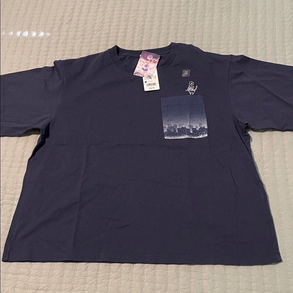 Navy Blue Graphic Pocket Tee